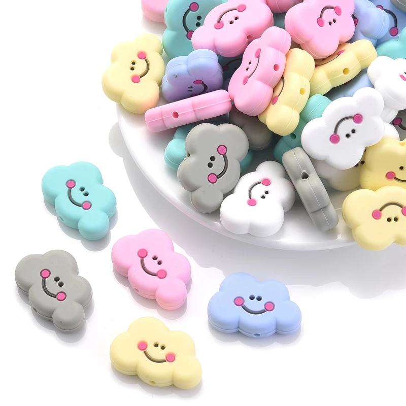 

10Pcs Food Grade Teething Chew Beads Cartoon Clouds Silicone Jewelry Beads DIY Baby Teether Pearl Nipple Chain Nursing Safe Toys