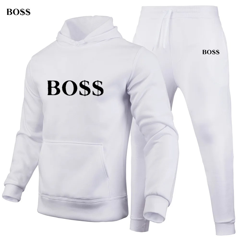 20224 new men\'s hoodie set plus fleece hoodie set European and American fashion sports and leisure set in stock