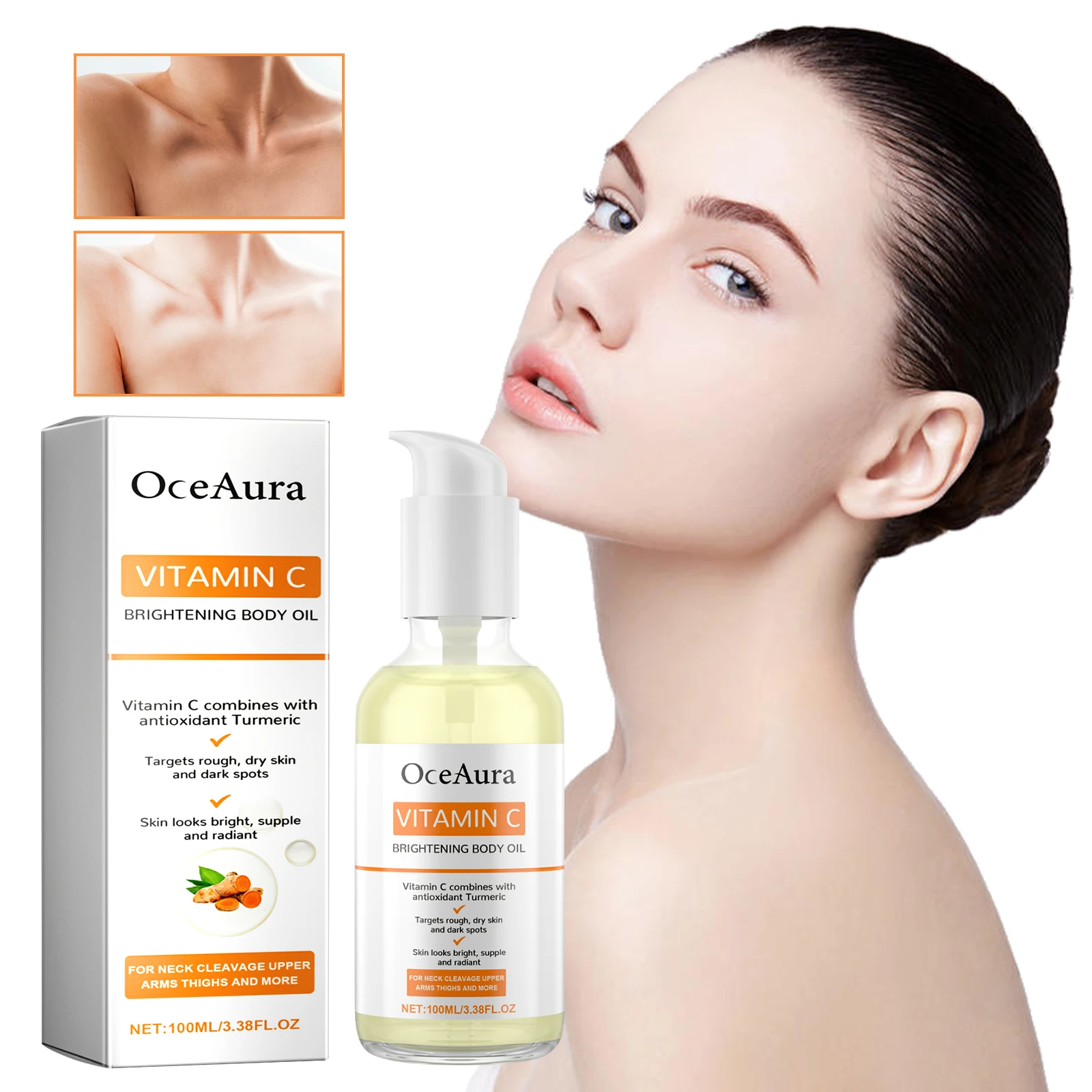 OceAura-aceite corporal iluminador con vitamina C para otoño, hidratante, reparador de la piel seca, radiante y embellecedor de la piel, aceite para el cuidado del cuerpo