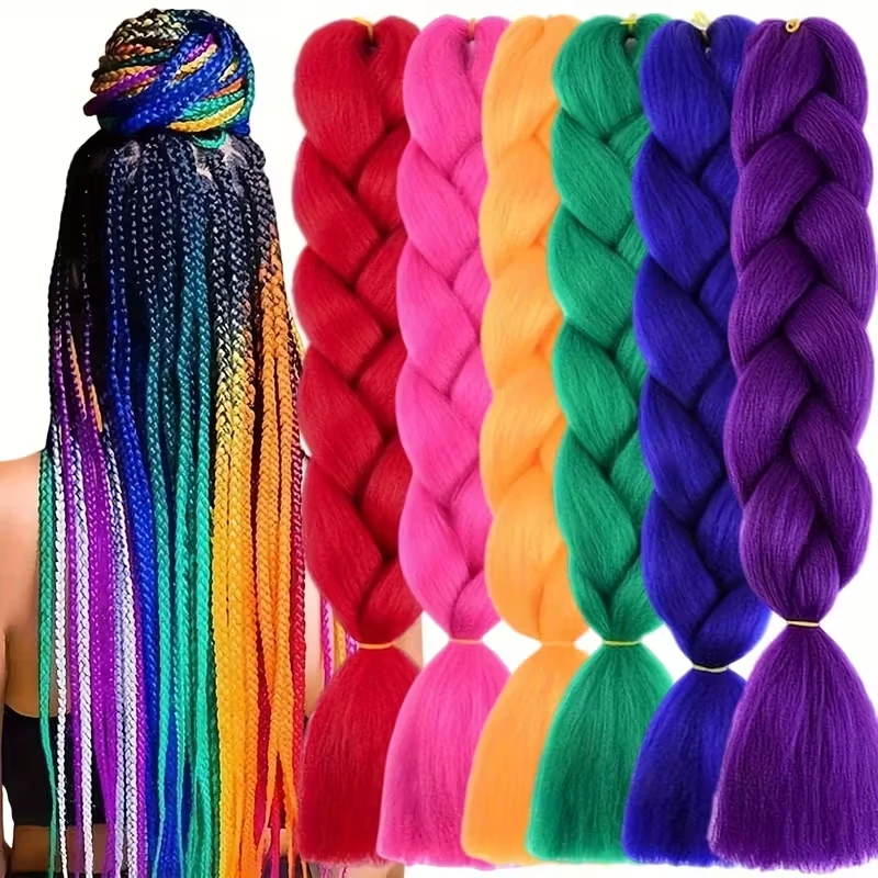 24Inch Synthetic Long Box Jumbo Braiding Hair Extensions Yaki Straight Texture for Women  Dreadlocks