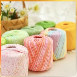 A5 (1PCS) Pearl Rainbow Lace Thread Gradient Color Doll Bouquet Crochet Cotton Carn Dyed Wool Yarn Hand Knitted Cotton Yarn Ball