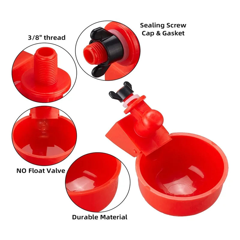 Chicken Water Cups, Automatic Chicken Waterer Kit for Poultry Filling Waterer Poultry Drinking Bowl for Chicken