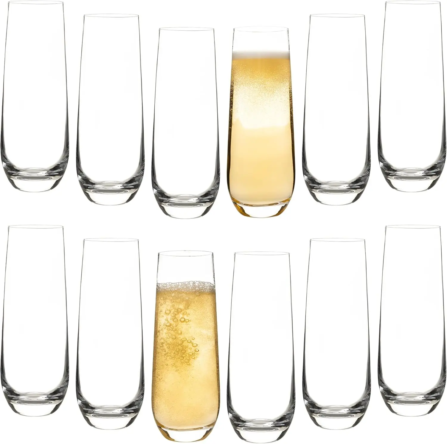 

Stemless Champagne Flutes Set of 12 Clear Toasting Glasses 10 oz Perfect for Celebrations Wedding Parties and Mimosas