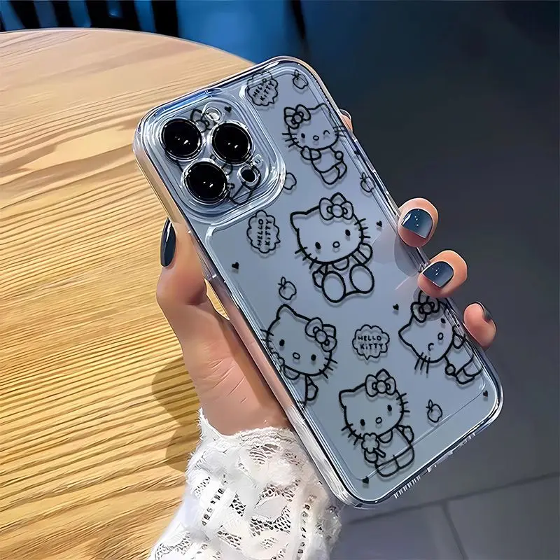 Kawaii Sanrio Hello Kitty Mobile Phone Case Cute Cartoon IPhone 7 8 Plus 16 15 14 12 13 11 Pro Max Anime Cases Christmas Gifts