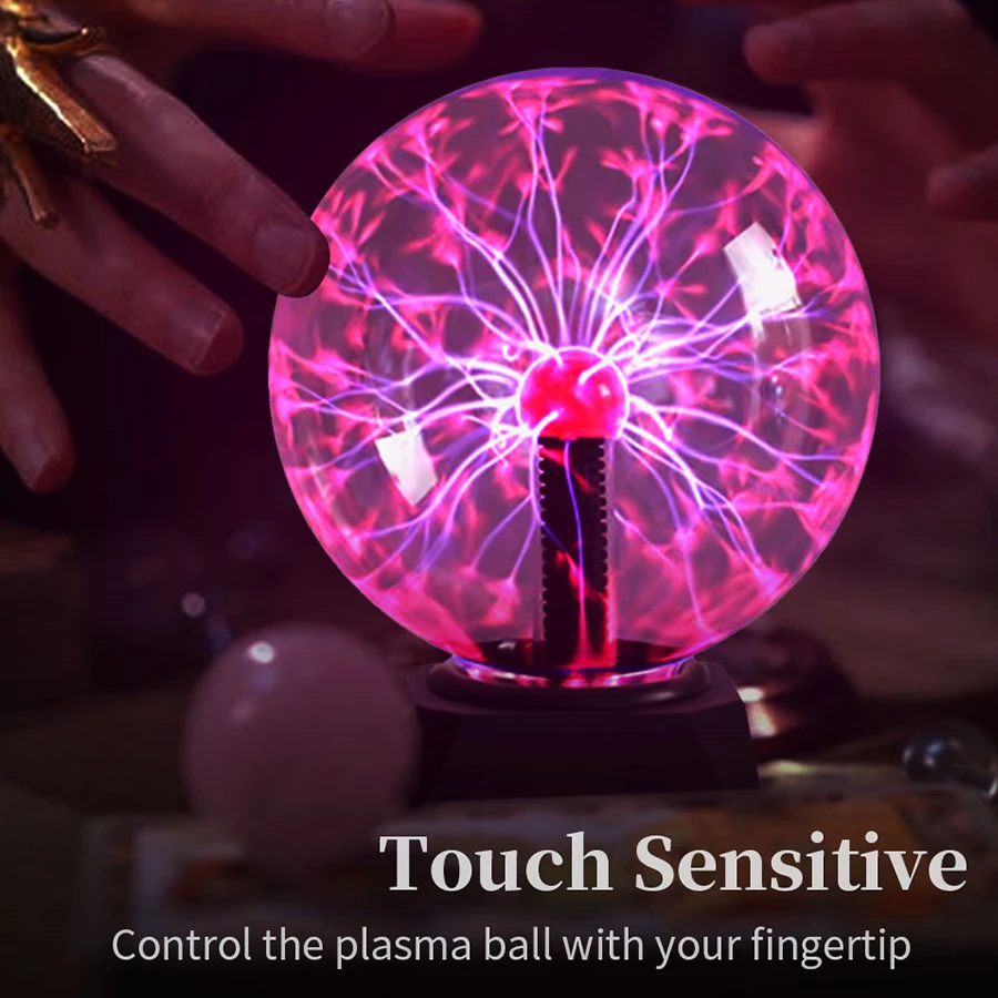 3 Inch Magic Plasma Ball Lamp LED Atmosphere Night Light Touch and Sound Sensitive Glass Plasma Light Bedroom Decor Kids Gift