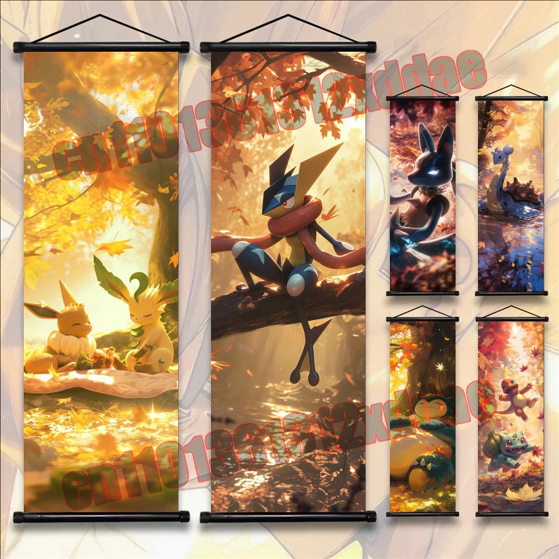 

Pokemon Cartoon Poster, Greninja, Bulbasaur, Eevee, Art White Canvas Painting Wall Hanging Wall Art Decoration Painting