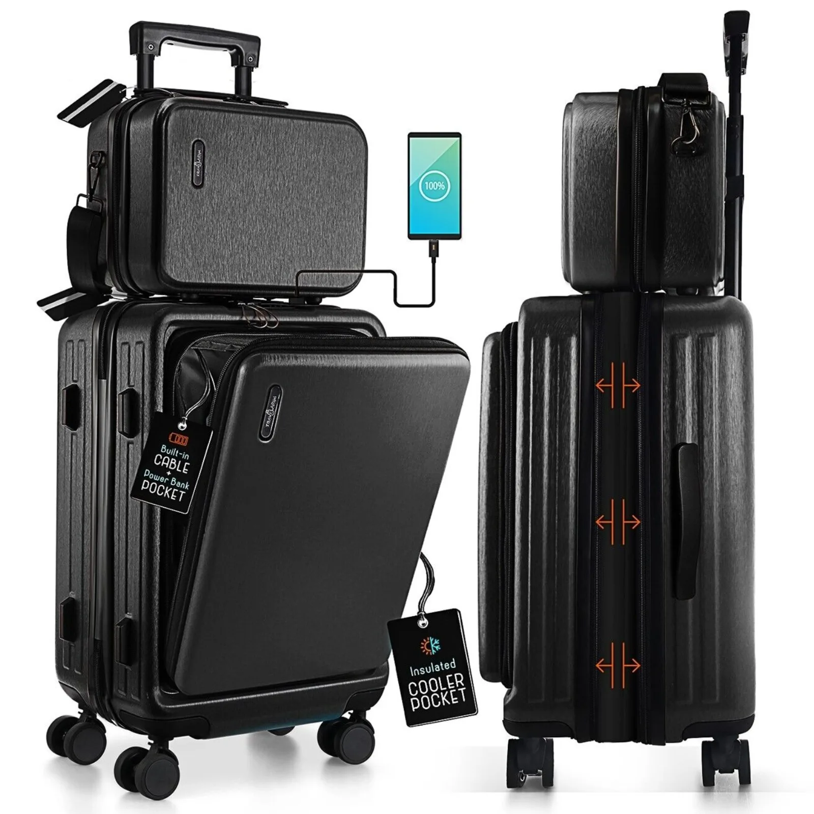 2 Pc Carry-On Spinner Suitcase & Case, TSA Lock Expandable Hardshell Luggage Set United States