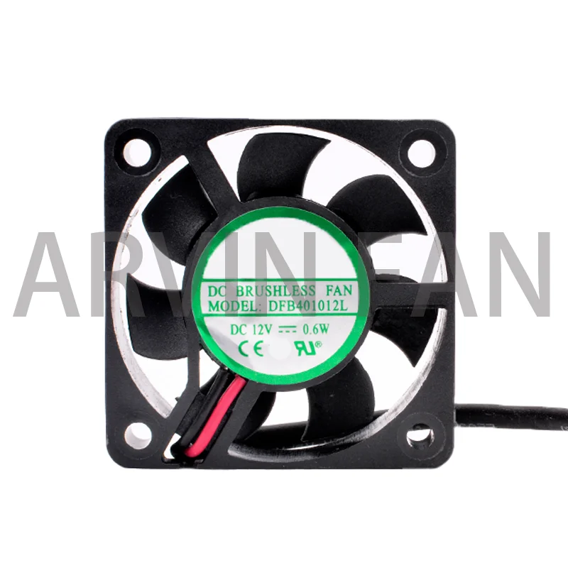 DFB401012L พัดลม4ซม. 40มม. 40x40x10มม. DC12V 0.6W 2สาย2PIN ลูกบอลคู่พัดลมทำความเย็นเงียบสำหรับจอชาร์จไฟ