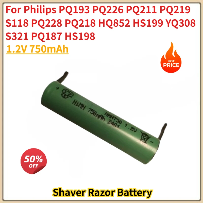 

High Quality 1.2V 750mAh Battery for Philips PQ219 S118 PQ228 PQ193 PQ226 PQ211 PQ218 HQ852 HS199 YQ308 S321 Shaver Brand New