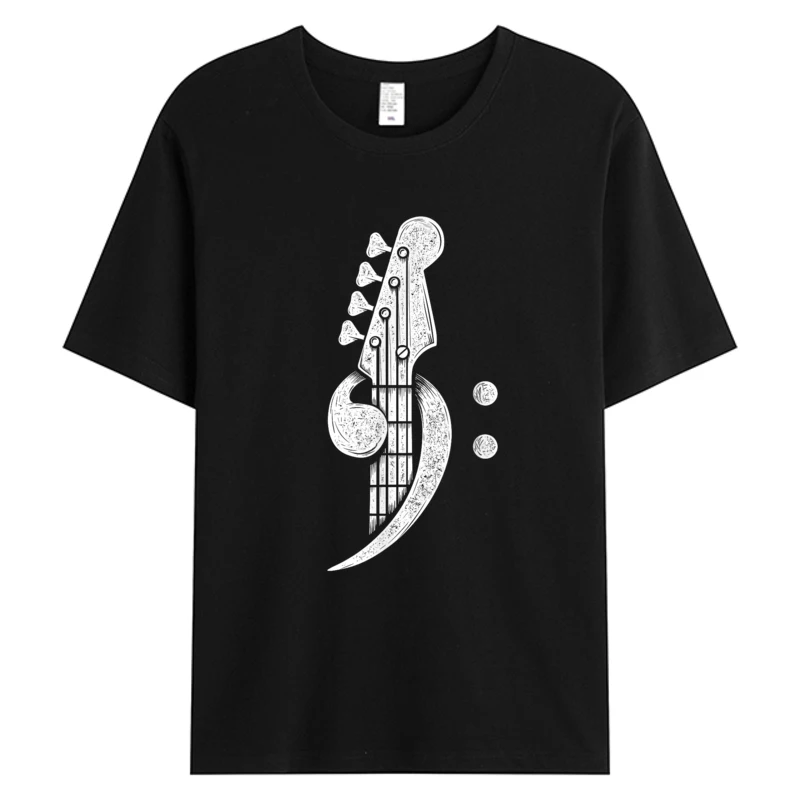 

Bass Cleff Headstock Bassist Bass Guitar Musician Music Men's T Shirt Cotton Fabric Father's Day Hot Sell Graphic T-Shirts