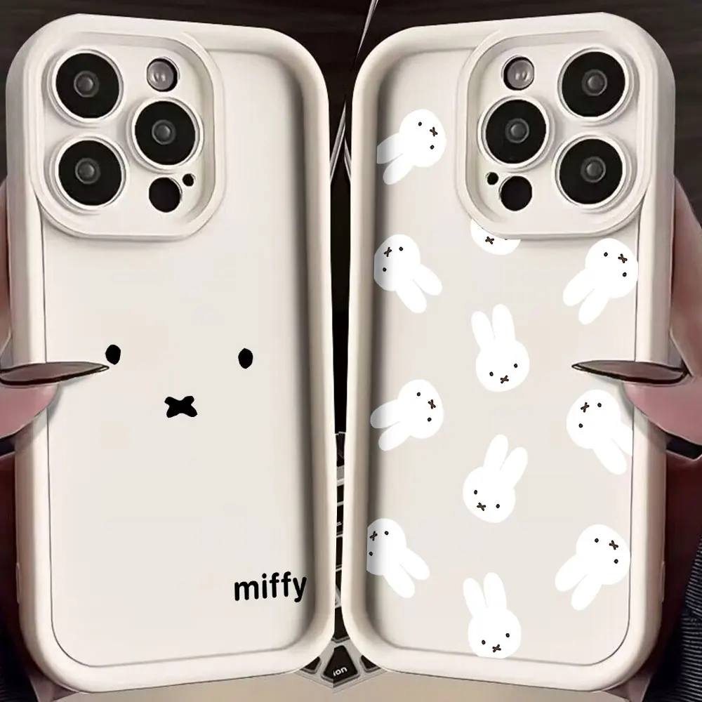 Kawaii Little White Rabbit Phone Case for Samsung S25 S24 S23 S22 S21 S20 FE Plus Ultra 4G 5G-M-Miffys-Soft Silicone TPU Cover