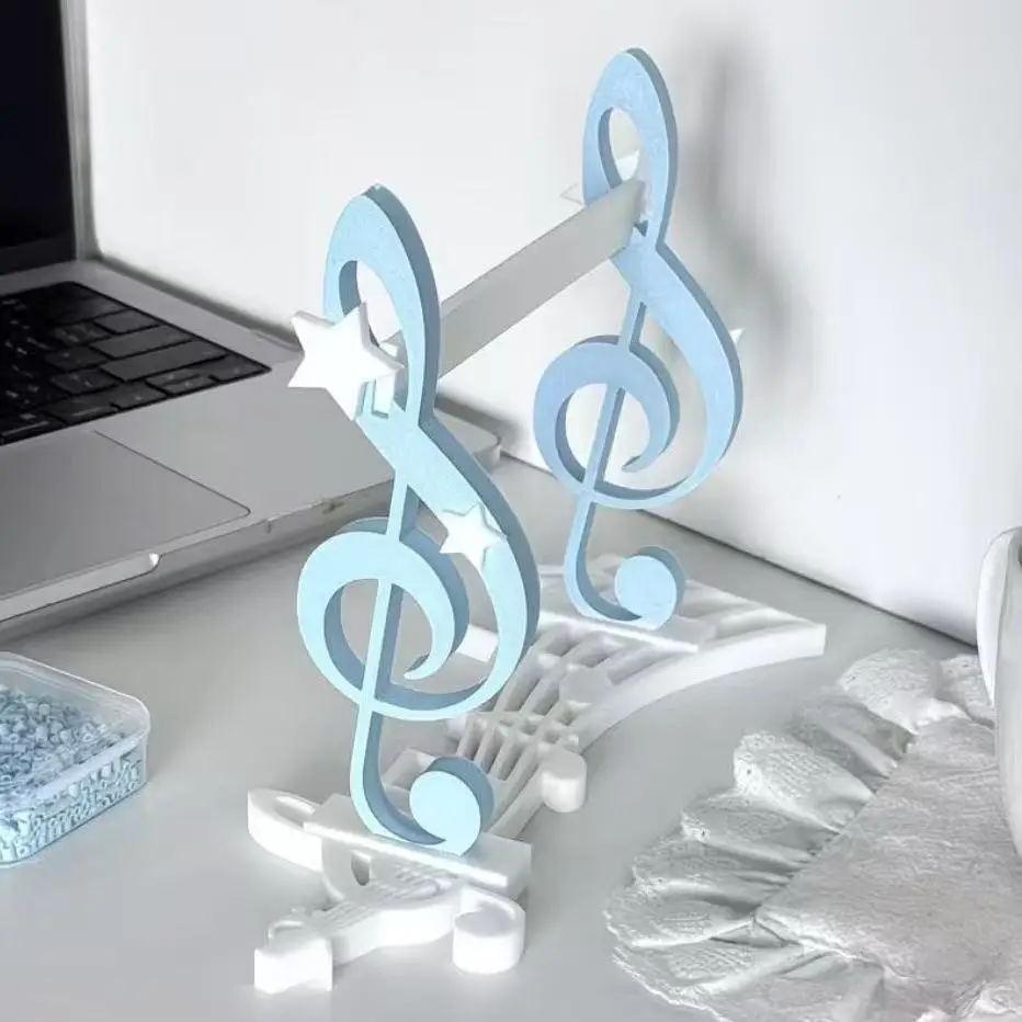3D-gedruckter Musiknoten-Displayständer im koreanischen Stil, Ins-inspirierte Tischpostkarte, mädchenhaftes herzförmiges Dekorationsstück, niedliches Geschenk – Detail 4