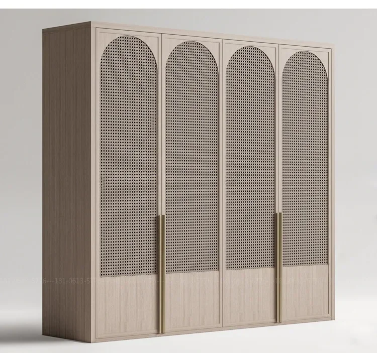 

Designer rattan solid wood wardrobe modern simple hanging