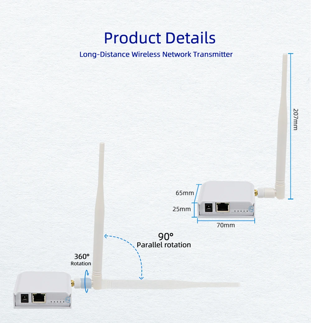 Video Intercom Wireless Transceiver Ethernet Port Bridge Kit Outdoor Connection Remote 1 KM for Security IP Camera