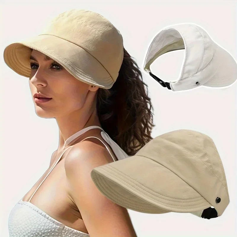 Women Sun Visor Hat Wide Brim Bucket Hats Summer Autumn UV Protection Sport Baseball Cap Quick Dry Adjustable Beach Caps Bonnet