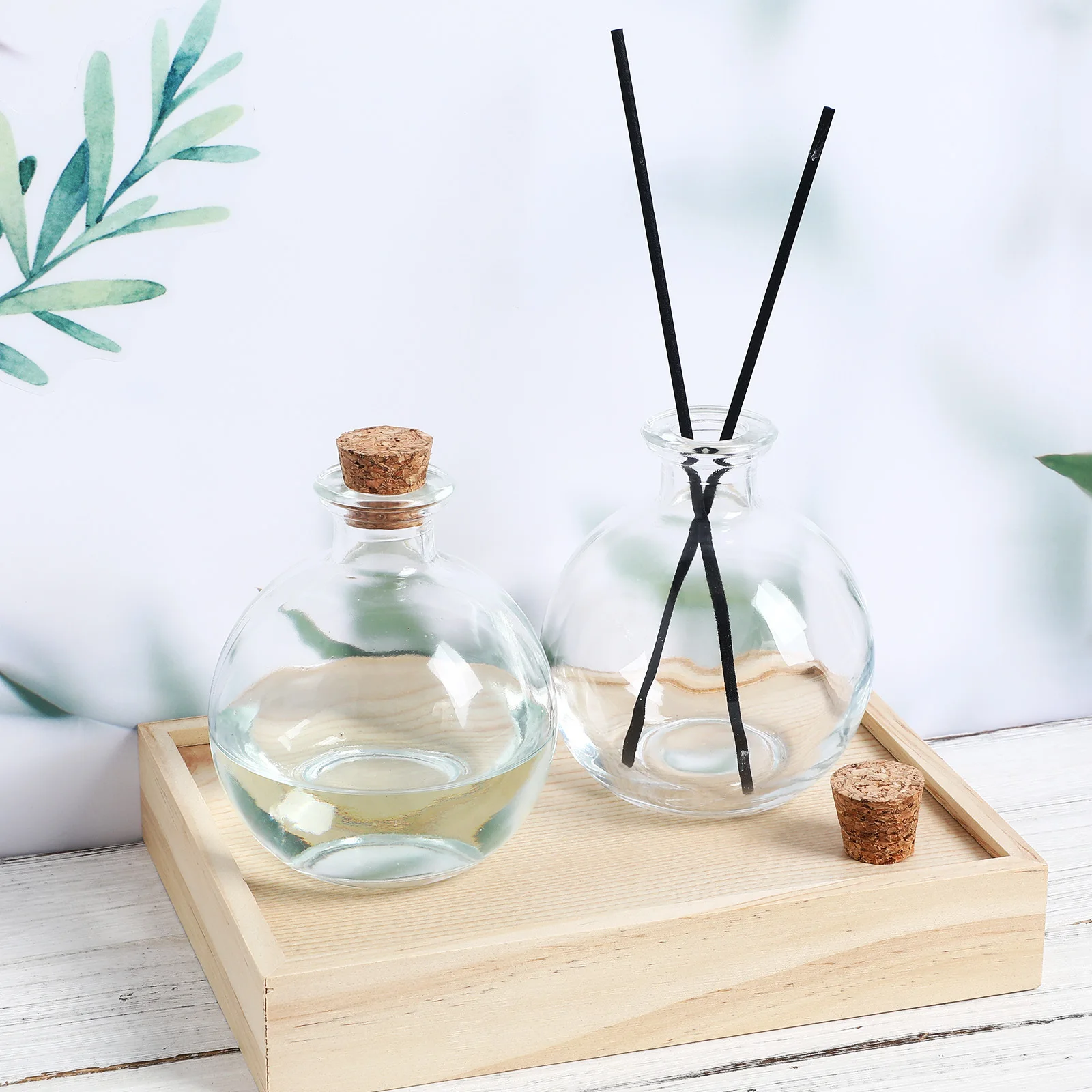 

2Pcs Wish Glass Terrarium Containers Transparent Spherical Cork Lid Hydroponic Plants Micro Landscape Moss Crafts Decor