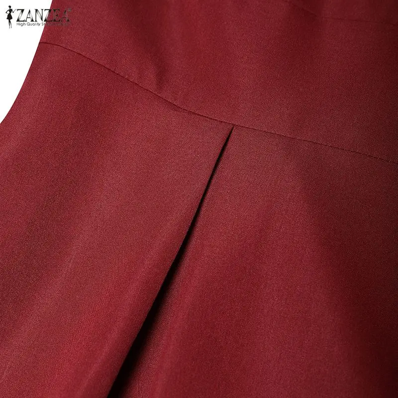 ZANZEA Elegantes ärmelloses Partykleid mit V-Ausschnitt für Damen, Sommer-Patchwork-Sommerkleid, stilvolles, tailliertes A-Linien-Kleid, Urlaubs-Midi-Robe – Detail 18