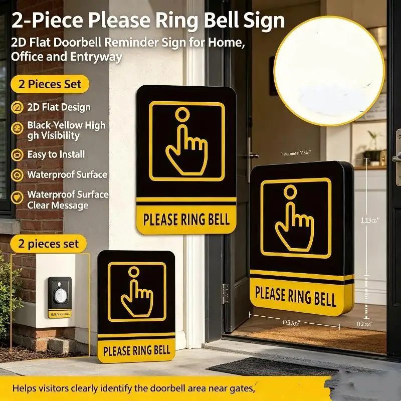 Funny Sign Please Ring Bell Waterproof: 2pcs Acrylic Sticker Warning Decal Car Door Retail