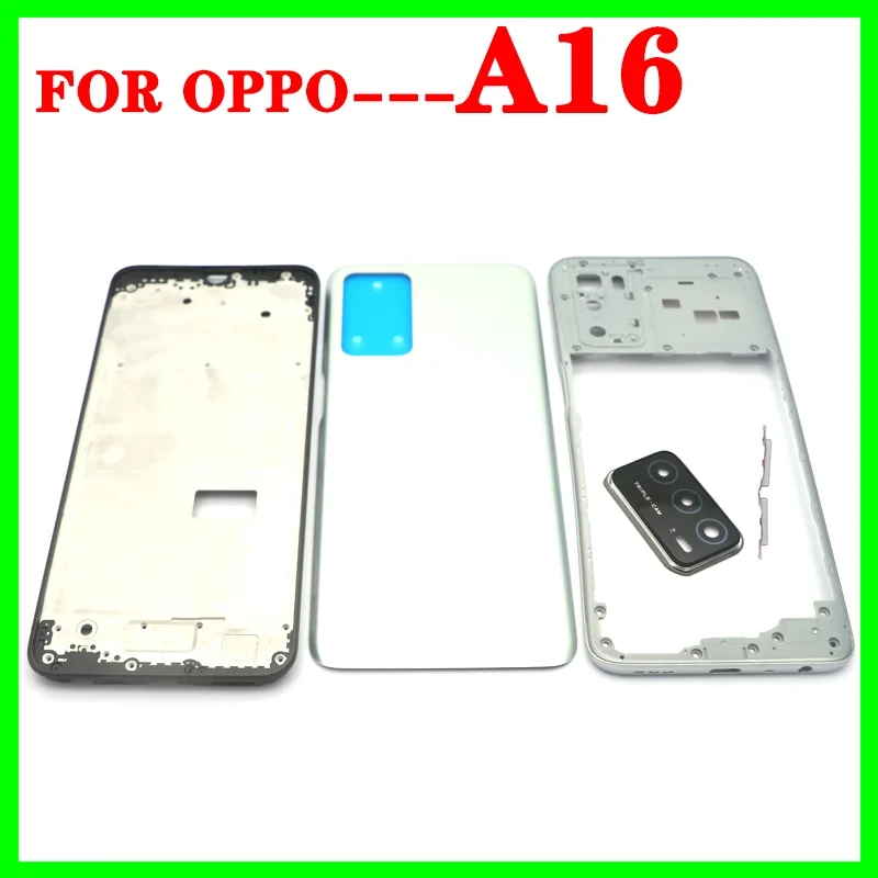 Full Set Back Housing For OPPO A16 CPH2269 Back Battery Glass Cover With LCD Front Middle Battery Cover Glass Housing Rear Door