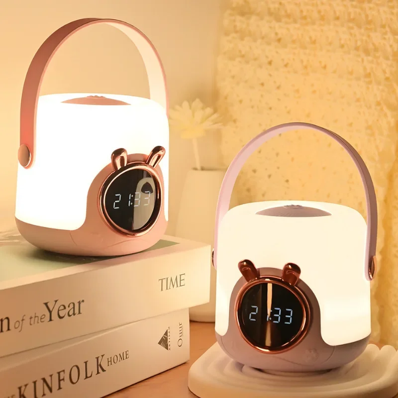 Cute Pet Portable Lamp SmartRemote ControlUSB Charging Digital Display Clock Eye Protection Night PortableClock Small Night Lamp