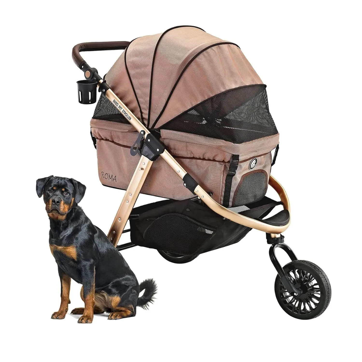 

ENZO Roma Pet Stroller is Performance Jogging, Outdooor Activities, (Gold), Customized