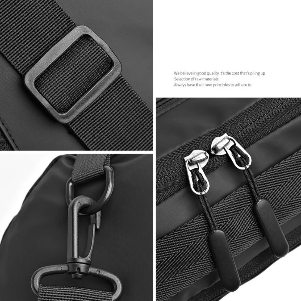 PU Men's Chest Bag Large Capacity Solid Color Sling Shoulder Bag Adjustable Strap Multifunctional Male Crossbody Bag Daily
