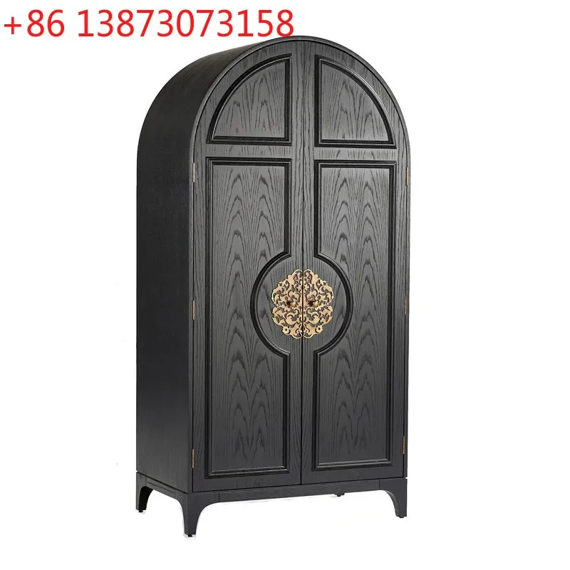 

American neoclassical open solid wood arched dining room retro bedroom double door small wardrobe