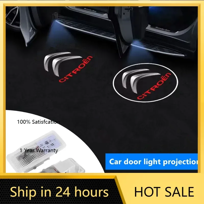 

2026 Горячая автомобильная наклейка, 2 шт., эмблема двери автомобиля, светодиодная лампа, лампа приветствия, беспроводной лазерный проектор для Citroen C1 C2 C3 C4 C5 C6 C8 C4L D