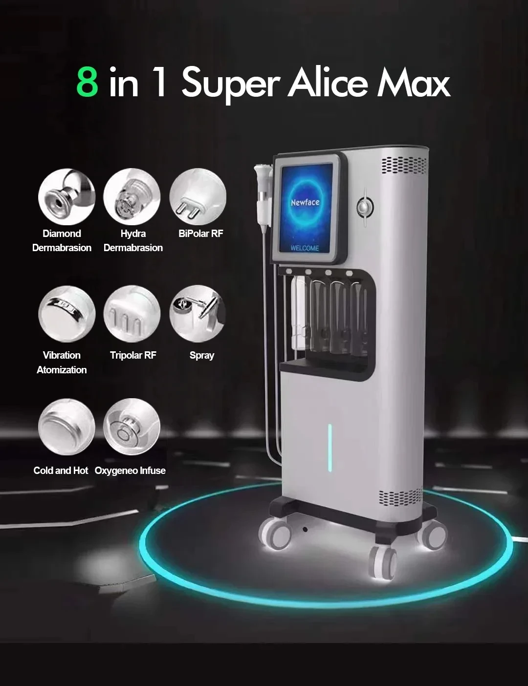 

Upgraded 8In1 Facial Hydrating Oxygen Machine Multifunctional Hydrodermabrasion Skin Care Small Bubble Facial Peel Hydra Machine