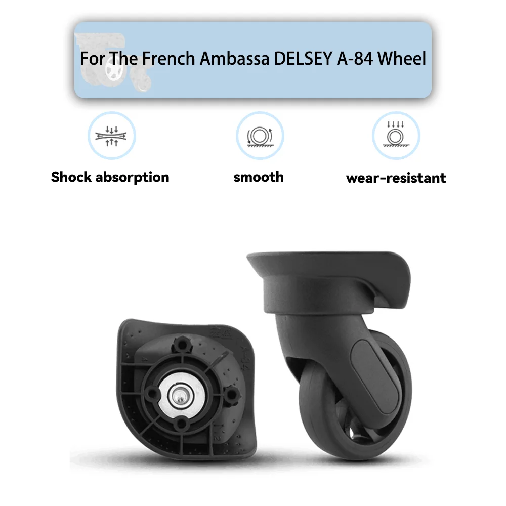 

For The French Ambassa DELSEY A-84 Universal Wheel Black Replacement Suitcase Silent Smooth Shock Absorbing Rotating Wheel