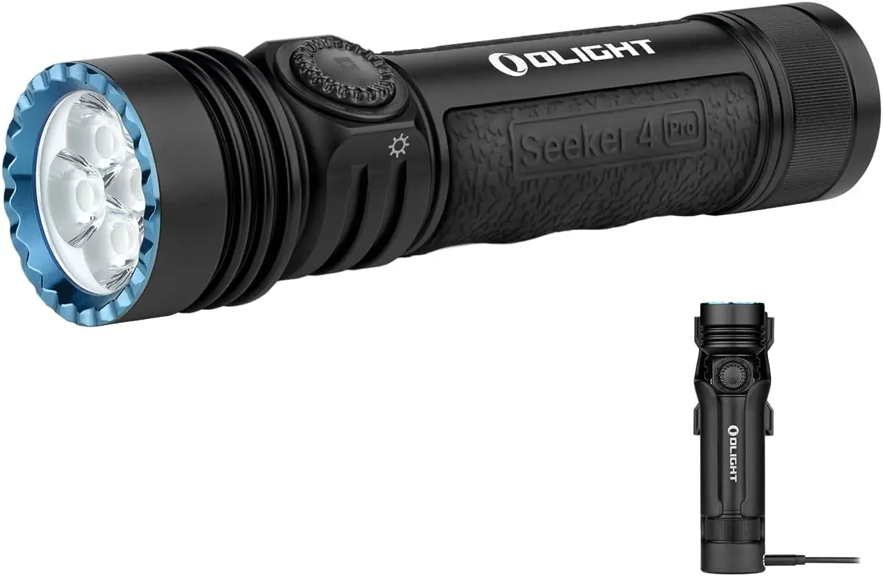 

4600 Lumens Rechargeable Flashlight, USB-C Holster, Waterproof IPX8 for Camping and Emergencies (Matte Black Cool White)