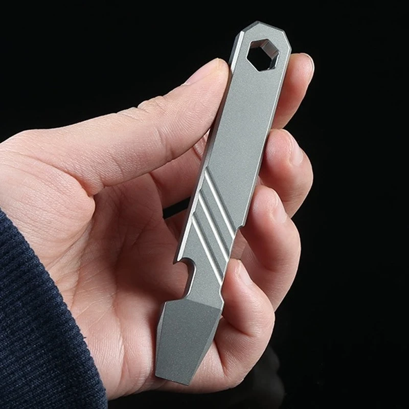 Titanium Alloy Pry Bar Multifunctional Bottle Opener Driver Wrench Tool Unboxing Device Portable Crowbar Outdoor Camping Tools view 2
