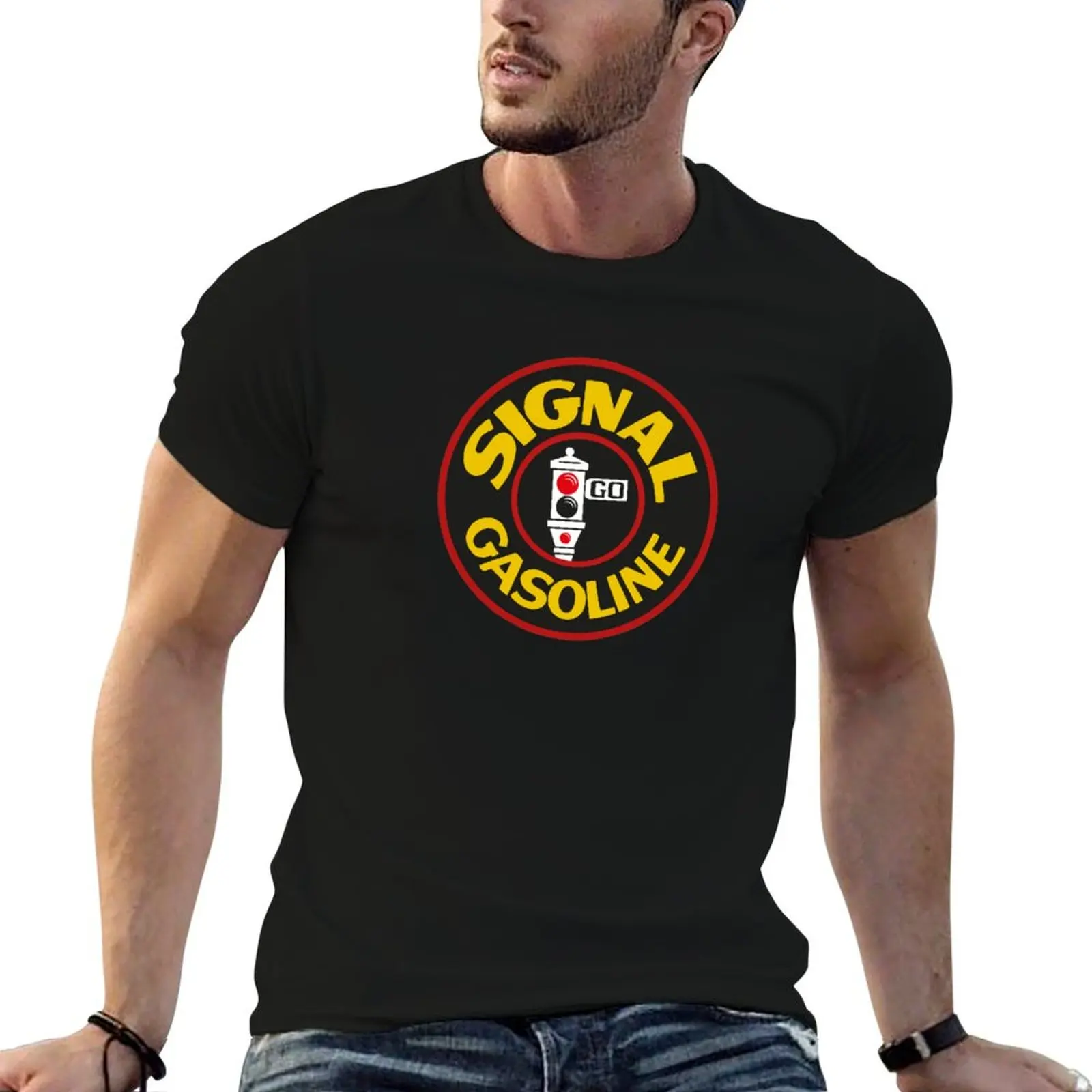 Signal Gas Retro T-Shirt vintage clothes tops hippie clothes Aesthetic clothing oversized t shirts for men