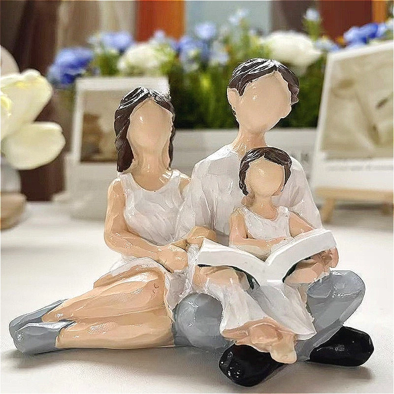 Father Daughter & Cat Mother Son Basketball Figurines, Resin Family Statue Set, Heartwarming Christmas Gift for Family & Friends
