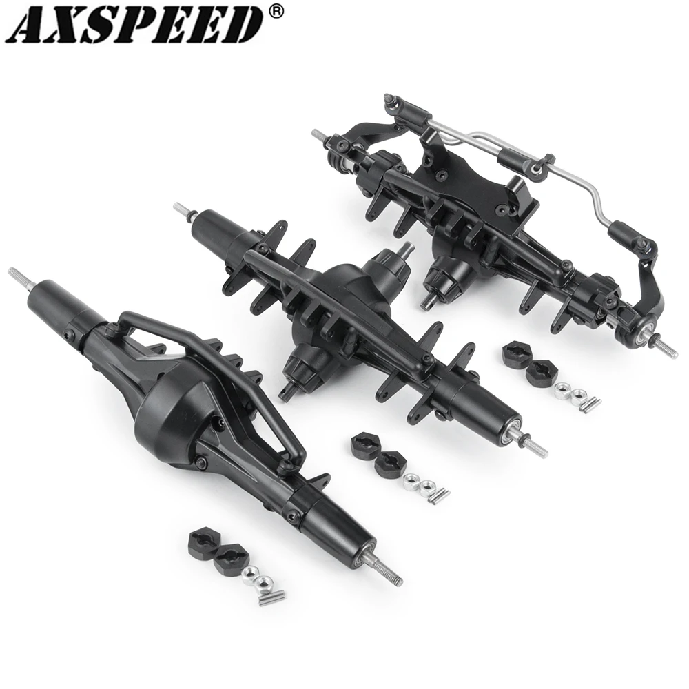 AXSPEED Metal Straight Complete Axle Front & Middle & Rear Portal Axle for 1/10 RC Crawler Car Axial SCX10 AX90021 90027 90028