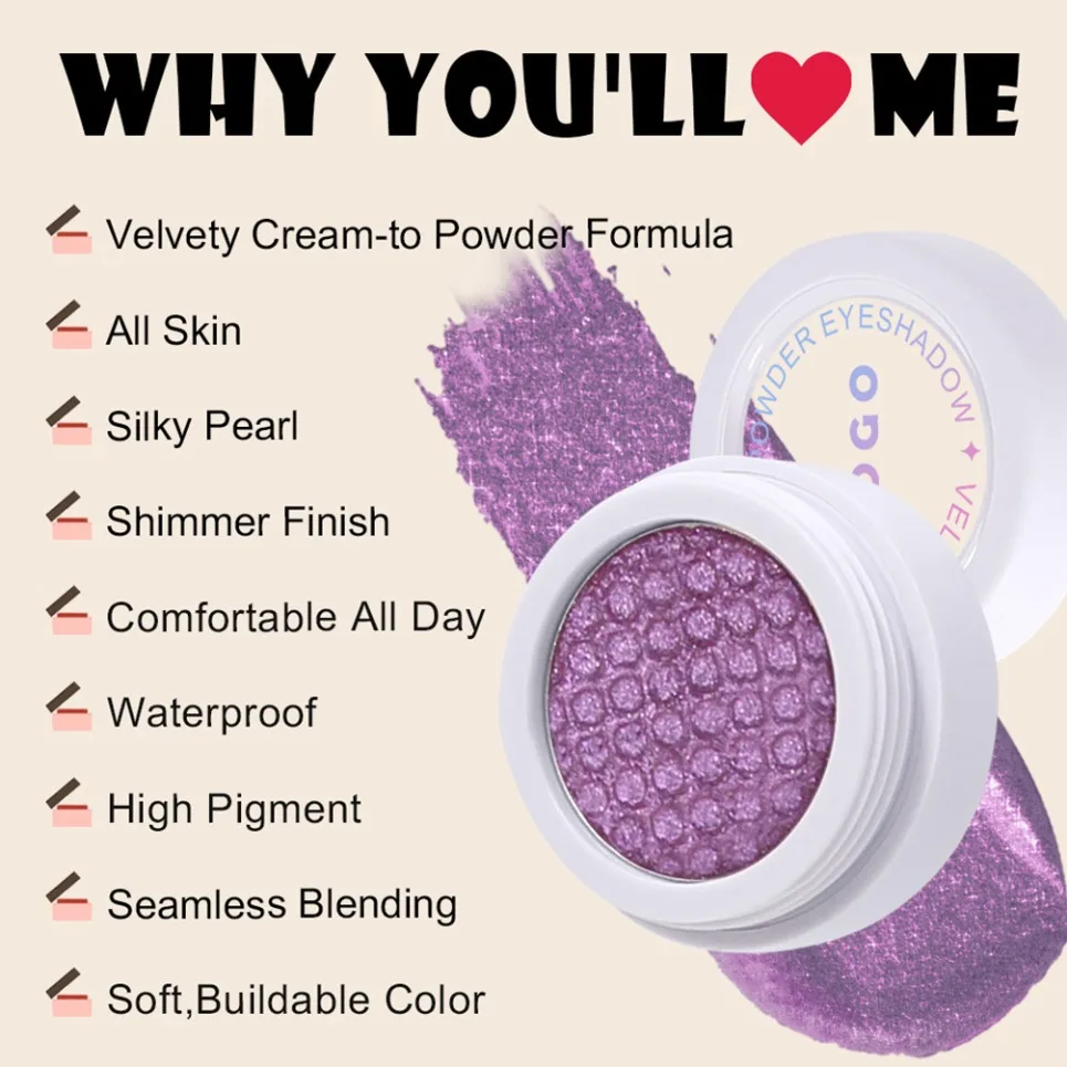 프라이빗 라벨 비건 메이크업 도매 싱글 컬러 아이섀도우 (쉬머 & 시프팅 크롬 글리터, 맞춤 로고 가능)