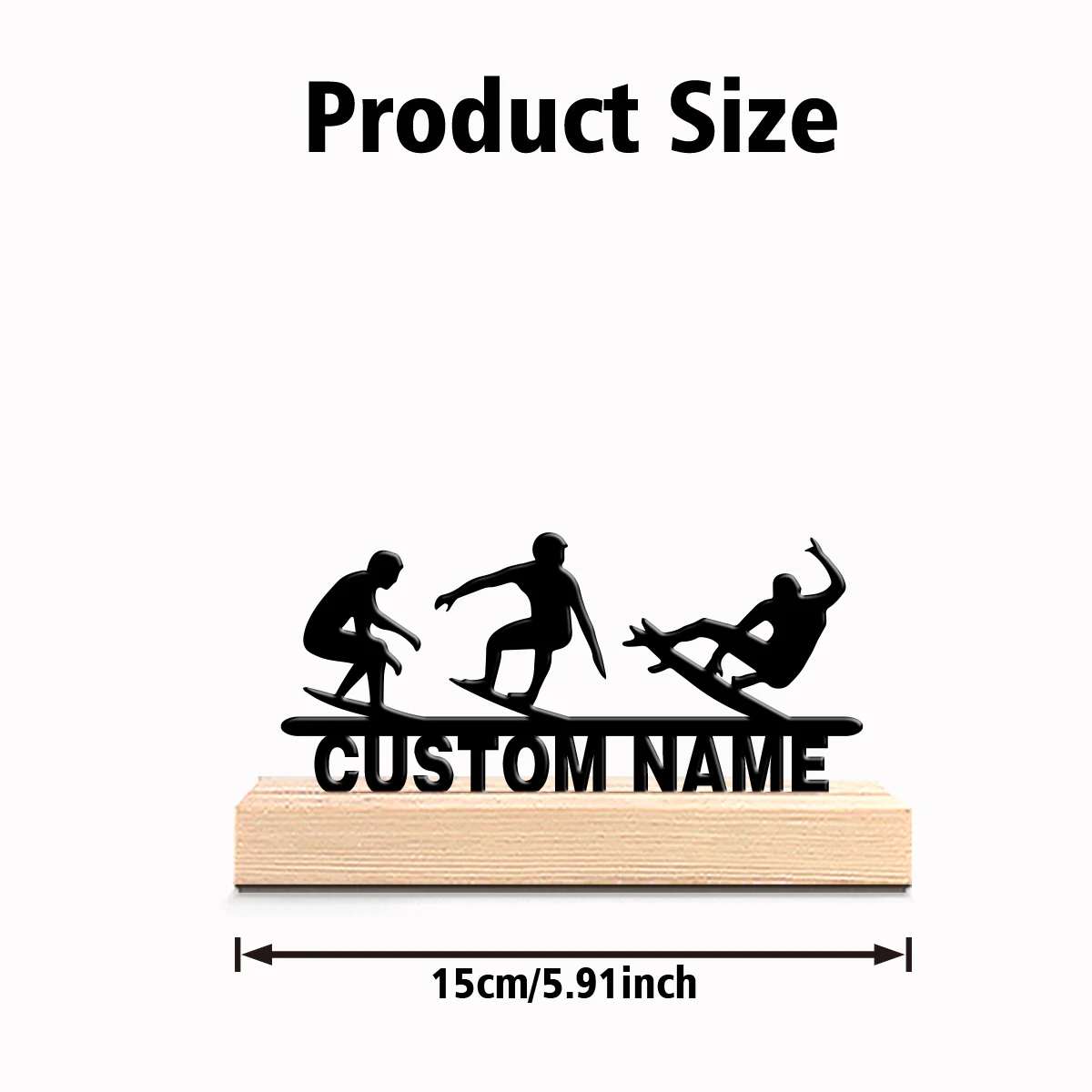 1pc Fashion Skateboard boy Custom Text Metal Statue Tin Ornament Metal Sculpture With Wood Base Art Crafts With Wood Base view 3