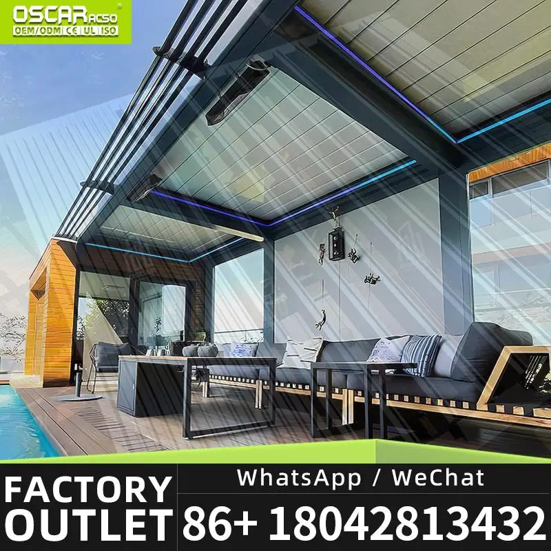 Outdoor Aluminum Opening Closing Patio Roof 6x3 for Garden Backyard Poolside Louver Pergola
