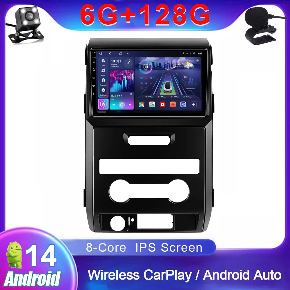 

Android 14 Car Radio Stereo for Ford F150 P415 Raptor 2008 2009 2010 2011 -2014 Multimedia Player GPS Navigation Autoradio Split