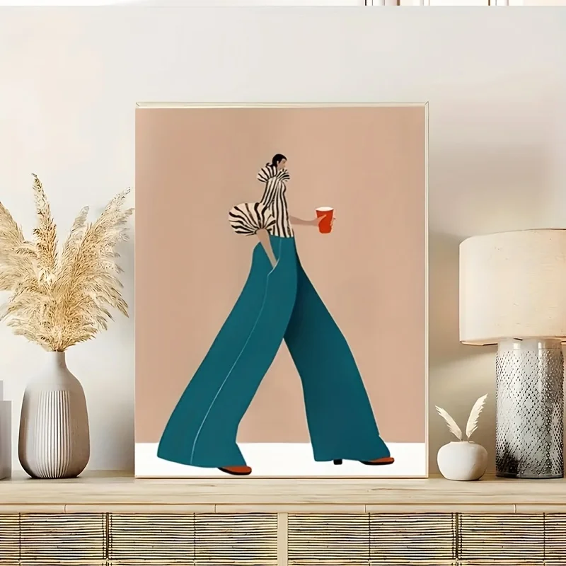 Fashionable Blue Pants Woman Poster Prints Modern Surreal Abstract Canvas Painting Wall Art Picture for Living Room Home Decor view 3