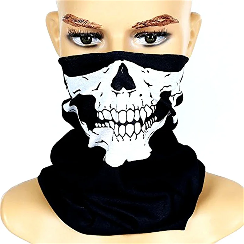 Men Scarf Halloween Ride Bandana Women Headscarf Ski Skull Half Face Mask Ghost Scarf Neck Hiking Scarves Masks view 4
