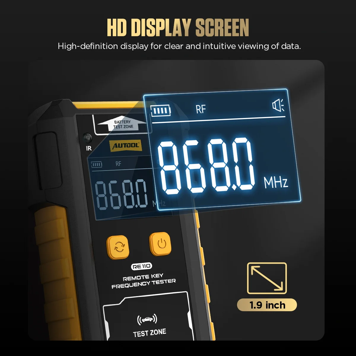 AUTOOL RE110 Frequenz Tester Auto Schlüssel Tür TV RF IR Fernbedienung Tester Detektor Inspektion Werkzeug, 315,433,868,902 MHZ – Detail 9