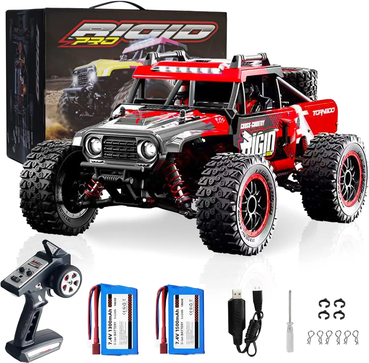

1:14 Scale 4WD Remote Control Car, 50 KMH Fast RC Truck for Kids Adults with 2 Batteries