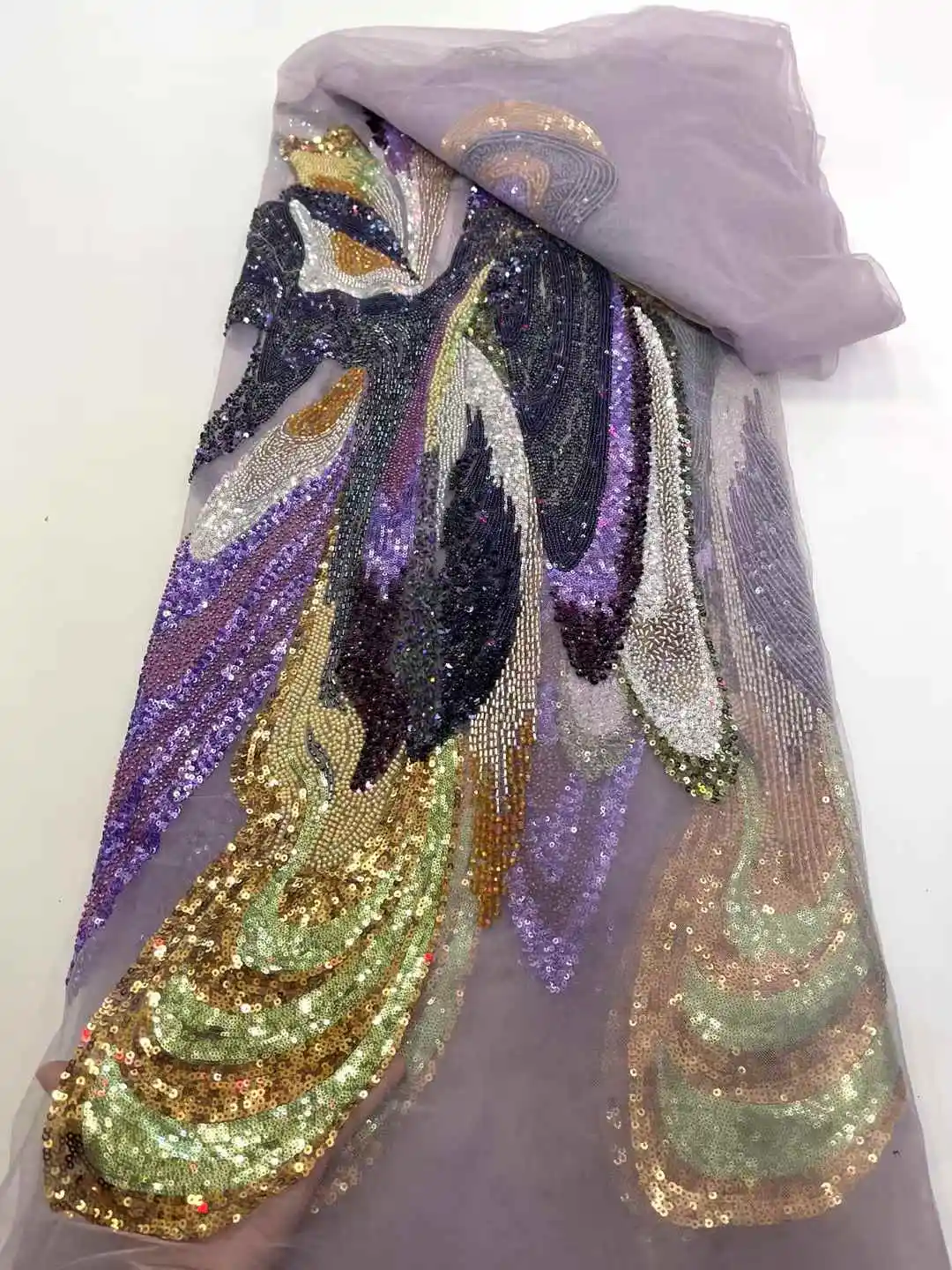 قماش دانتيل الخرز الأفريقي 2025 جودة عالية النيجيري الترتر الفرنسي تول مواد النسيج لحفل الزفاف-XC