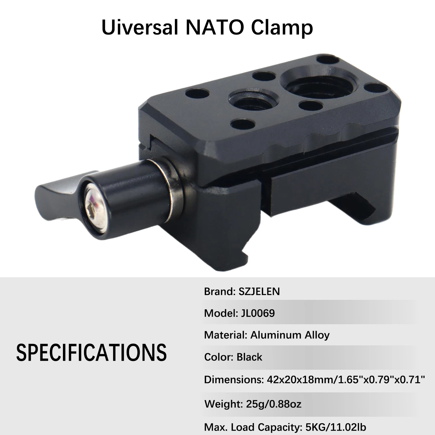 Quick Release NATO Track Clamp Fixture with 1/4