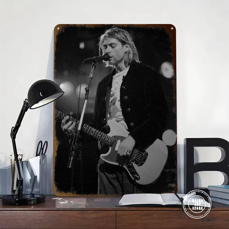 Kurt Cobain Tinplate Posters Customizable Wall Art Retro Vintage Metal Signs for Home Room Bathroom Decor Wand Deko Custom Plate