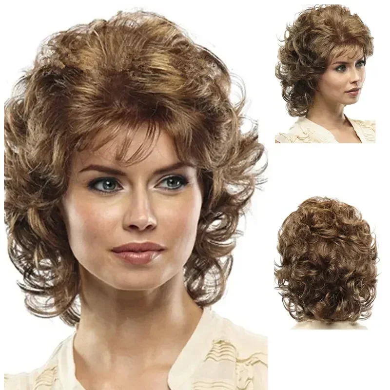 Women's Fashion Short Synthetic Wigs Pixie Cut Blonde Ombre Hair Costume Party Female Natural Curly Wavy Wig image 4