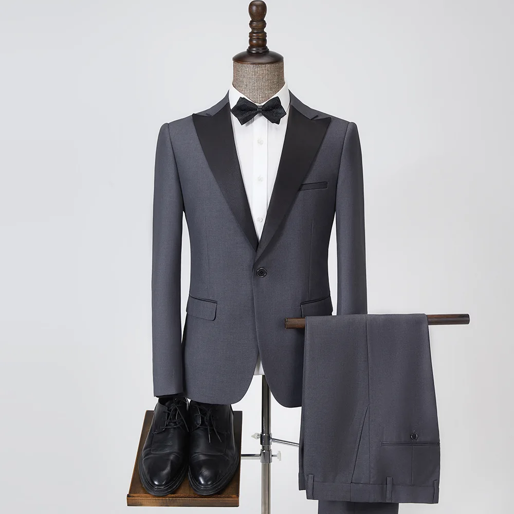 

LH113 Men's suit black performance host art exam performance suit Korean style two-piece suit