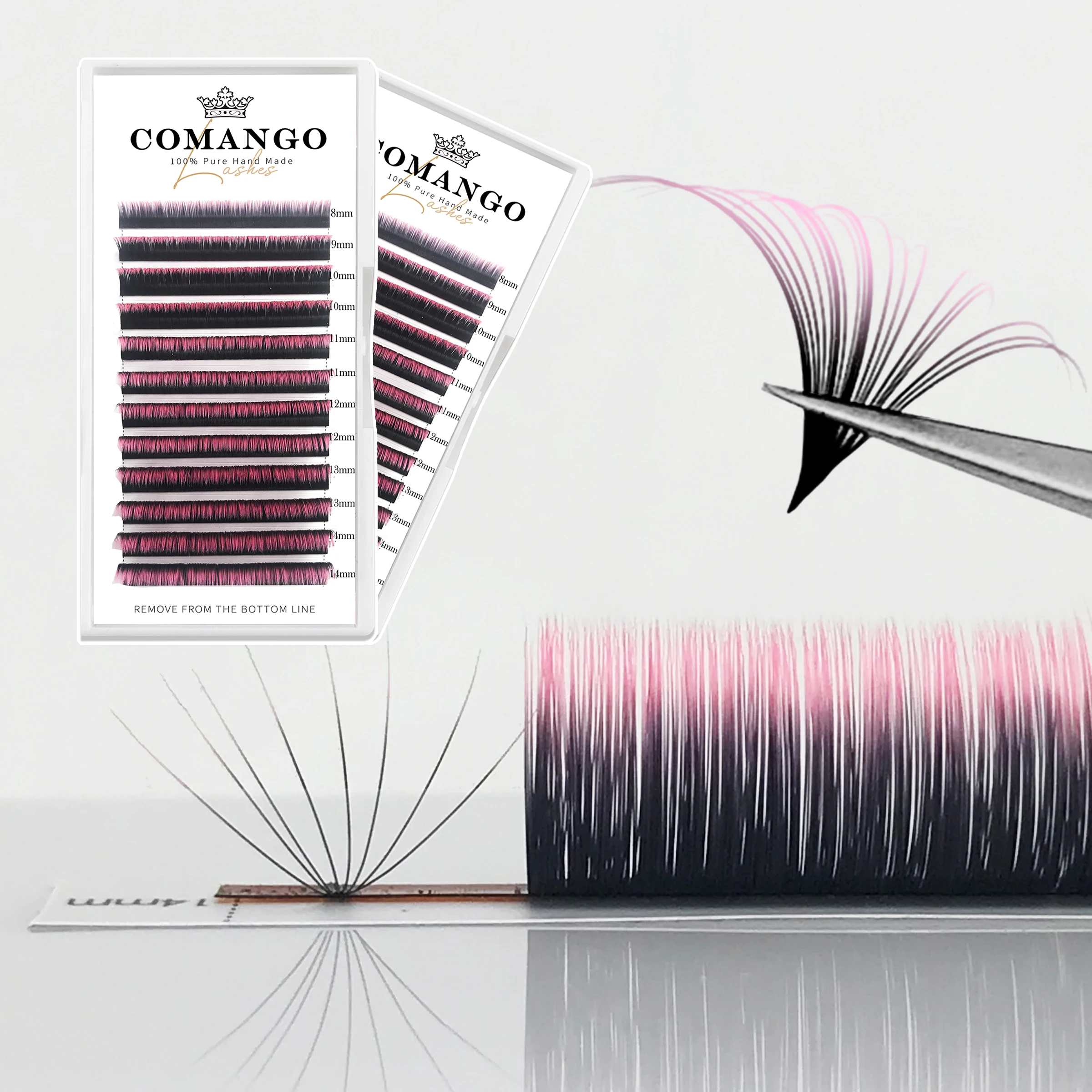 CoMango Color Lashes Extension Ombre Easy Fan Volume Lashes C/D Curl Volume Eyelashes Extension Faux Mink Blooming Lashes