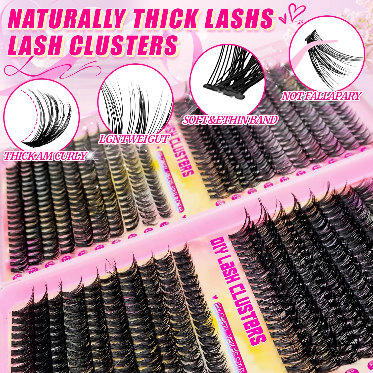 790 قطعة مجموعة مجموعات الرموش الفردية عالية السعة 9-16 مللي متر أطوال مختلطة طبيعية رقيق وملابس مريحة مكياج يومي مثالي